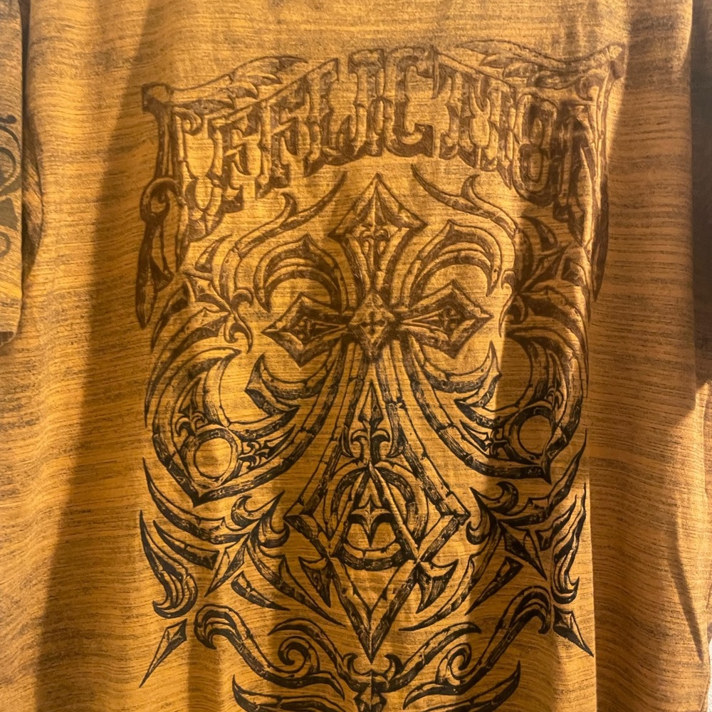 Affliction Black and Orange Short Sleeve Tee